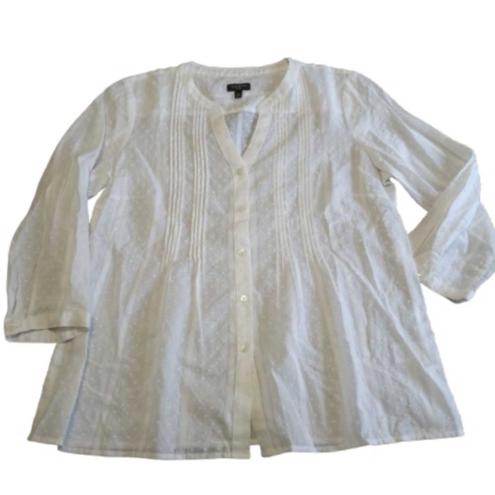 White Pintuck Button-Front Women's Top